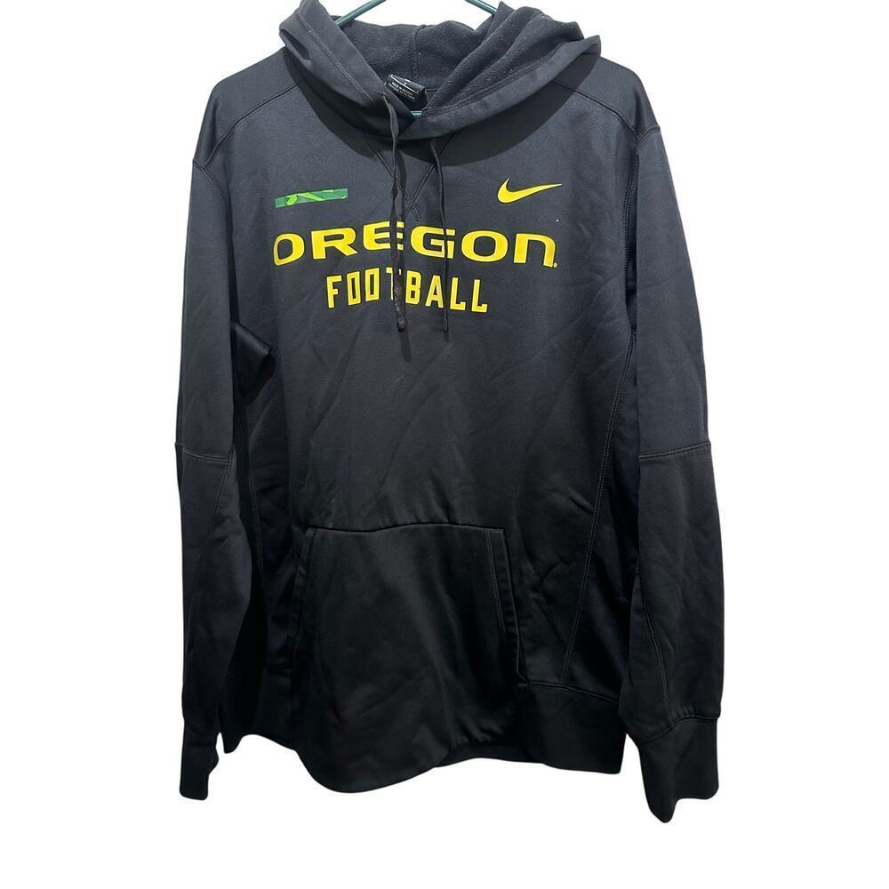 Nike Men's Black Oregon Football Long Sleeve Hoodie Sweater Size Large